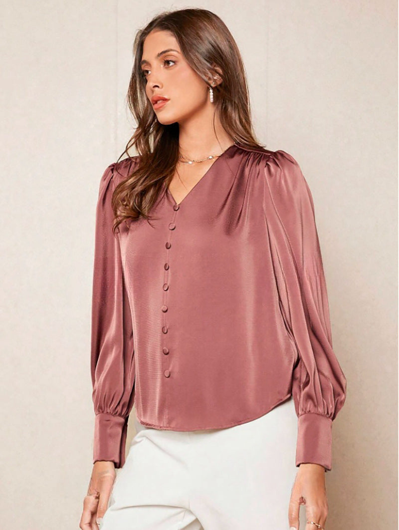 Satin Top with Button Detail for Effortless Style and Comfort