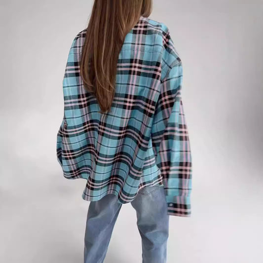 Casual Loose Design Plaid Shirt with Relaxed Fit for Effortless Style