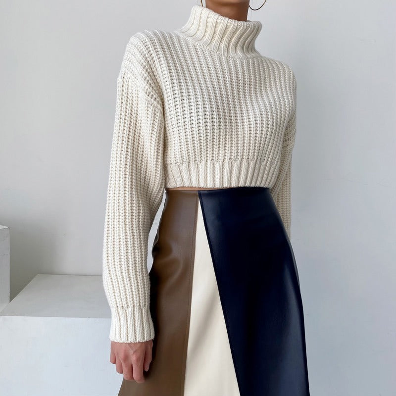 Mosaic Leather Skirt with Elegant Mid-Length Design for Chic Style