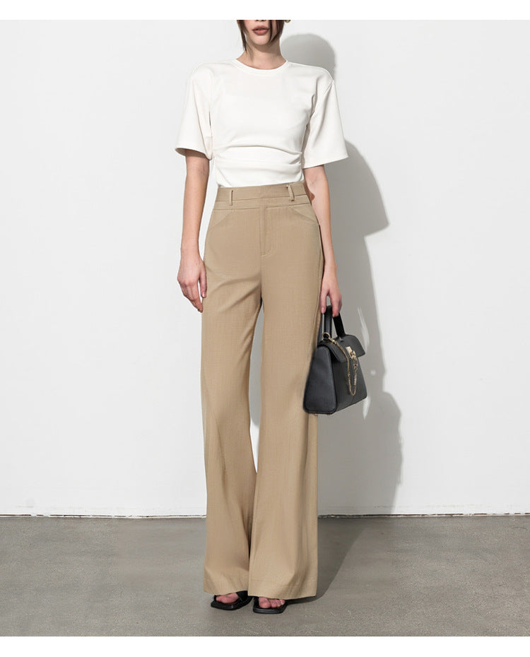 Wide Leg Pants with Draping Effect for Effortless Style and Comfort