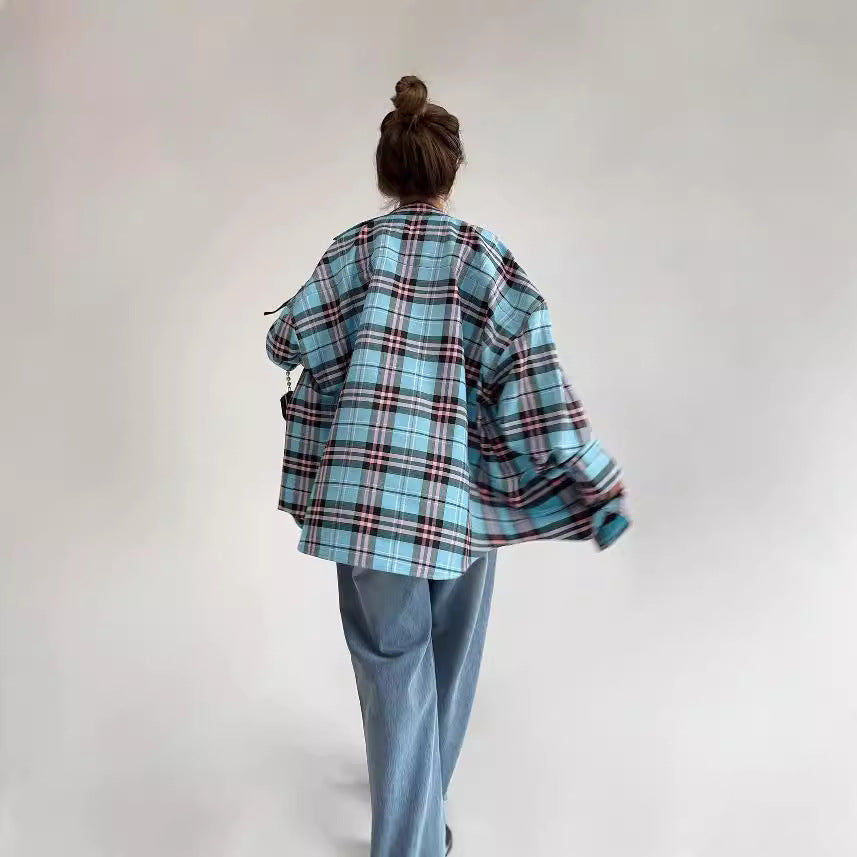 Casual Loose Design Plaid Shirt with Relaxed Fit for Effortless Style