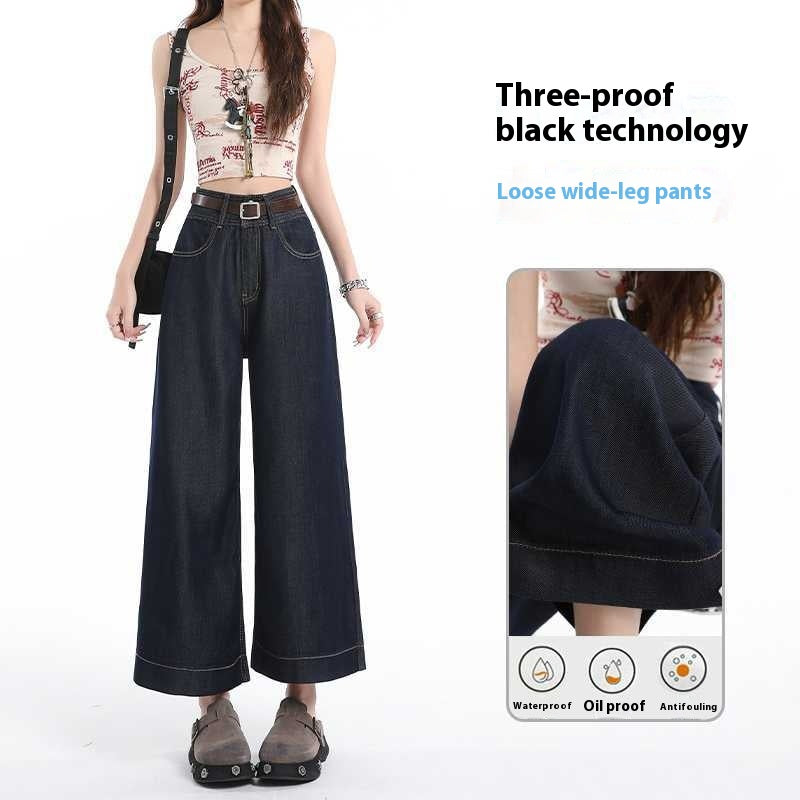 Wide-leg Jeans with Cool Feeling Tencel Lyocell Fabric