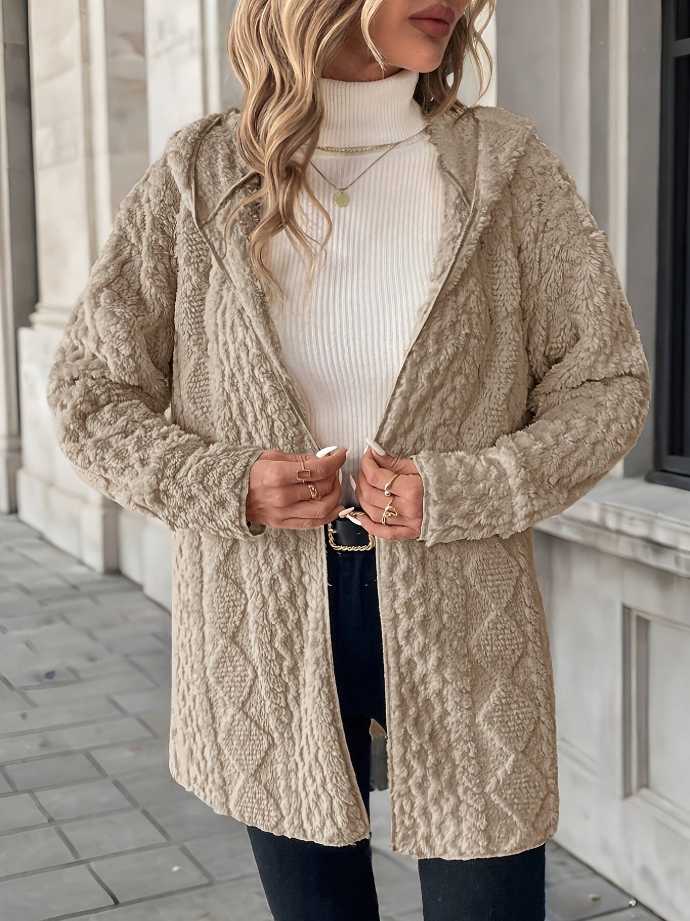 Casual Solid Color Hooded Zipper Jacket with Loose Fit Style