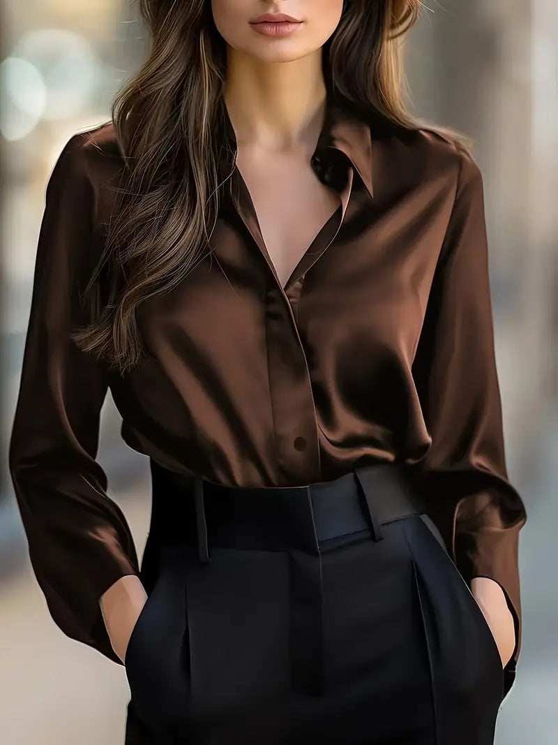 Long Sleeve Button Shirt with Solid Color Elegance for Every Occasion