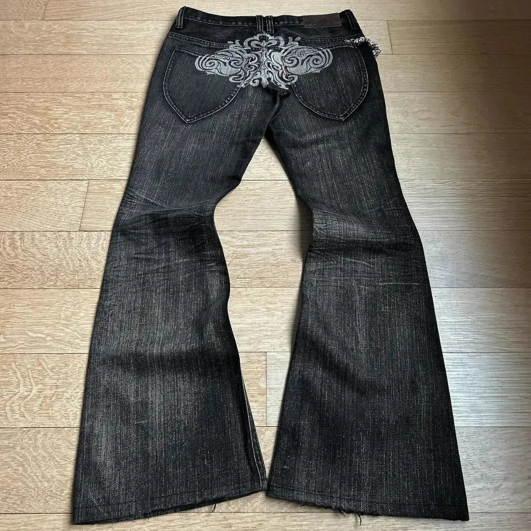 Embroidered Jeans with Unique 3D Design Bootcut Trousers
