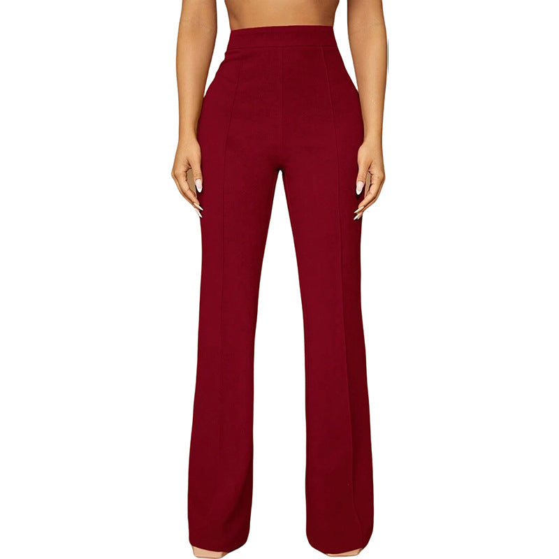 High Waist Casual Business Trousers with Pocket Design