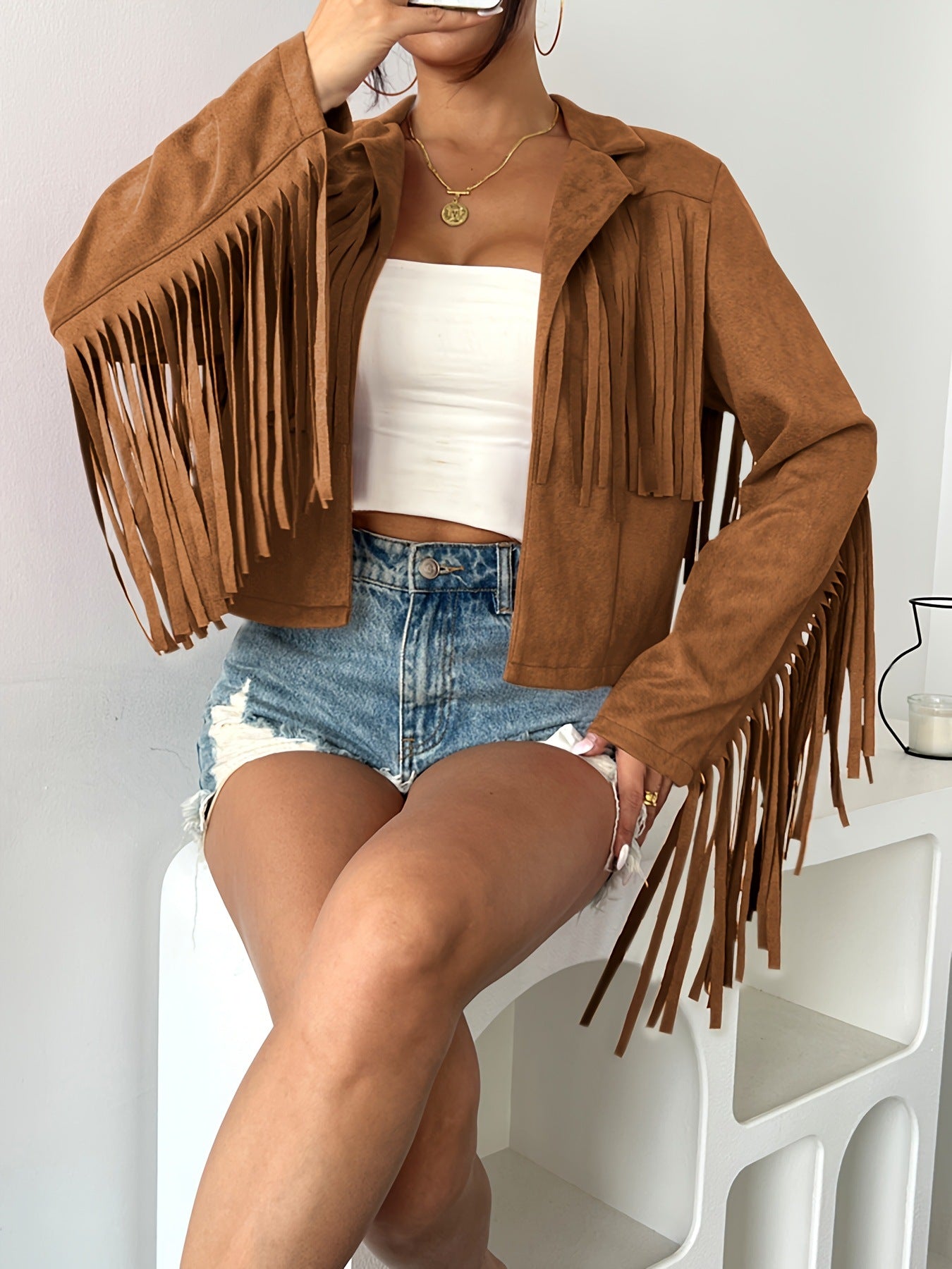 Slim Tassel Long Sleeve Blazer with Versatile Color Options