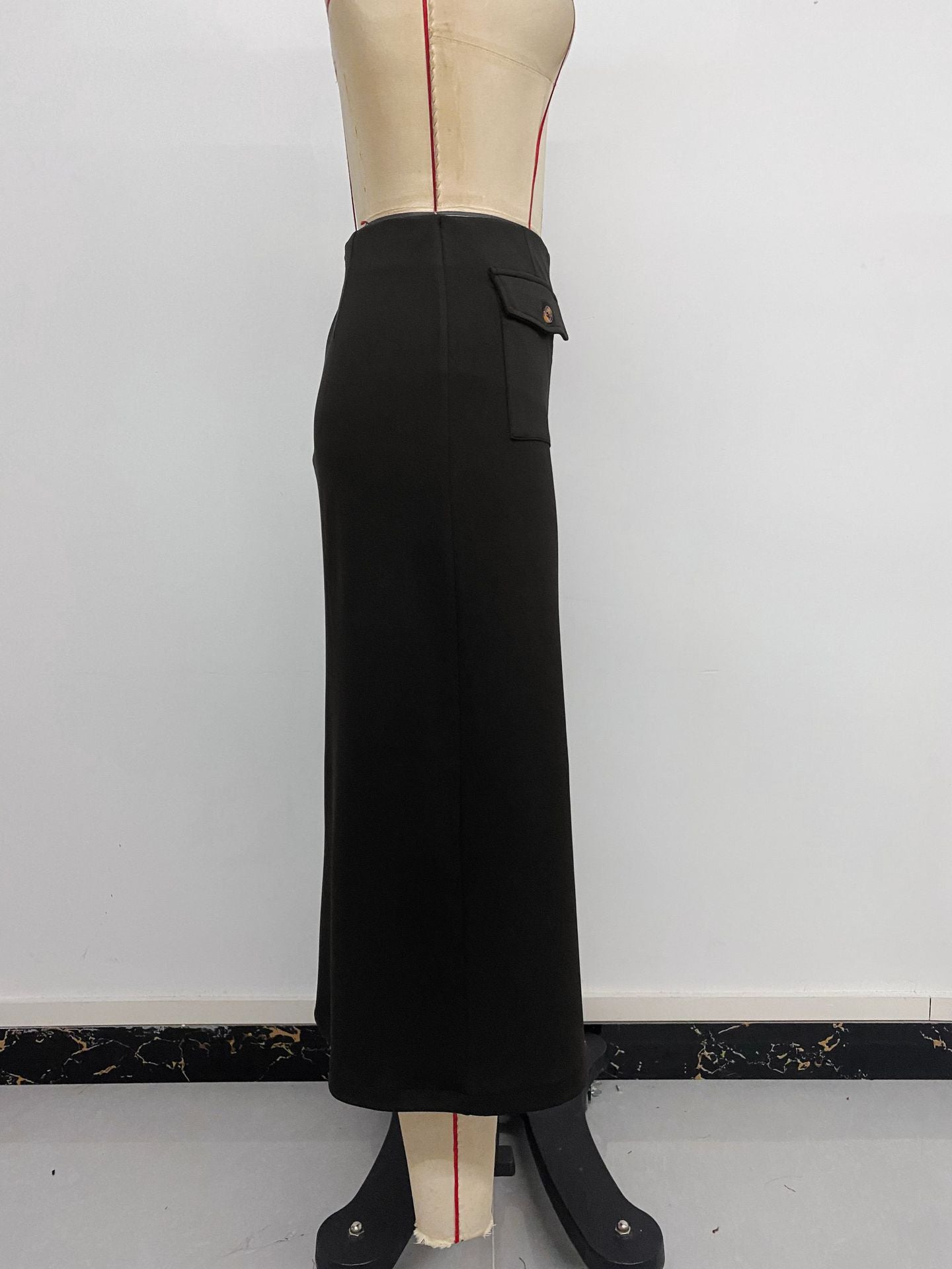 Straight Skirt with Retro Front Slit and Slimming Fit