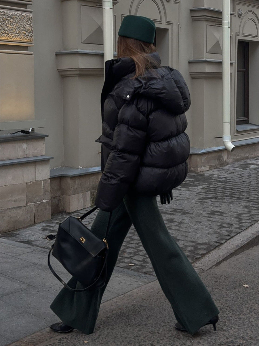 Cottonpadded Overcoat Jacket with Square Pockets for Ultimate Warmth