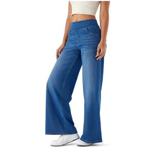 Straight Denim Trousers with High Elasticity and Trendy Style