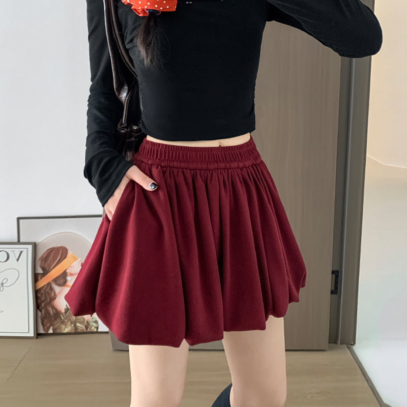 Crimp Slimming Skirt with High Waist and Pockets for Casual Style
