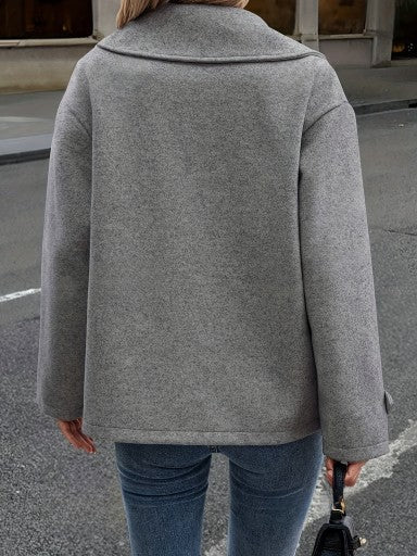 Woolen Coat with Loose Fit Short Design for Stylish Outerwear