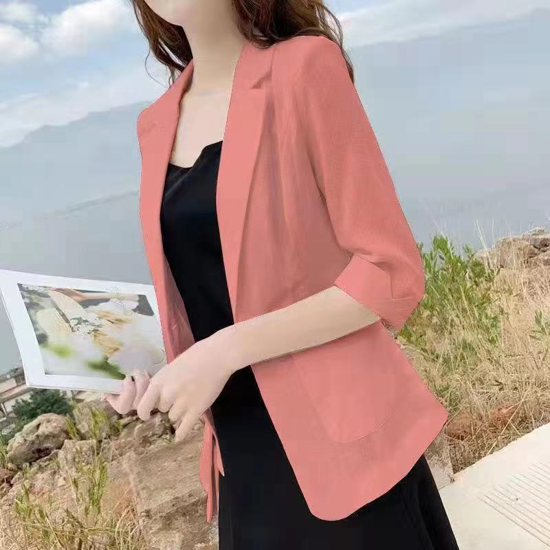 Casual Cotton and Linen Tailored Suit Top with Versatile Color Options