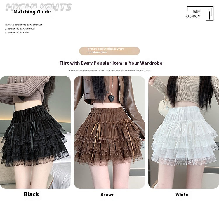 Ballet Style Lace Skirt with High Waist Bow Detail