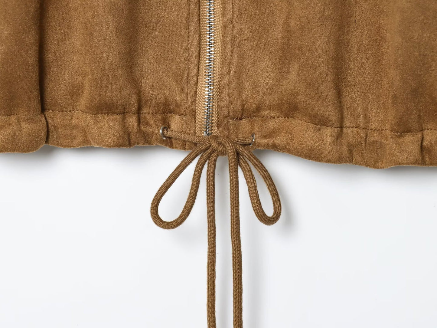 Flannel Drawstring Hem Jacket Coat with Loose Fit and Comfort Style