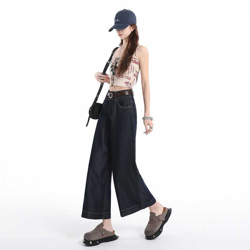 Wide-leg Jeans with Cool Feeling Tencel Lyocell Fabric