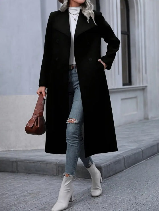 Woolen Long Slim-fit Coat with Casual Japanese and Korean Style