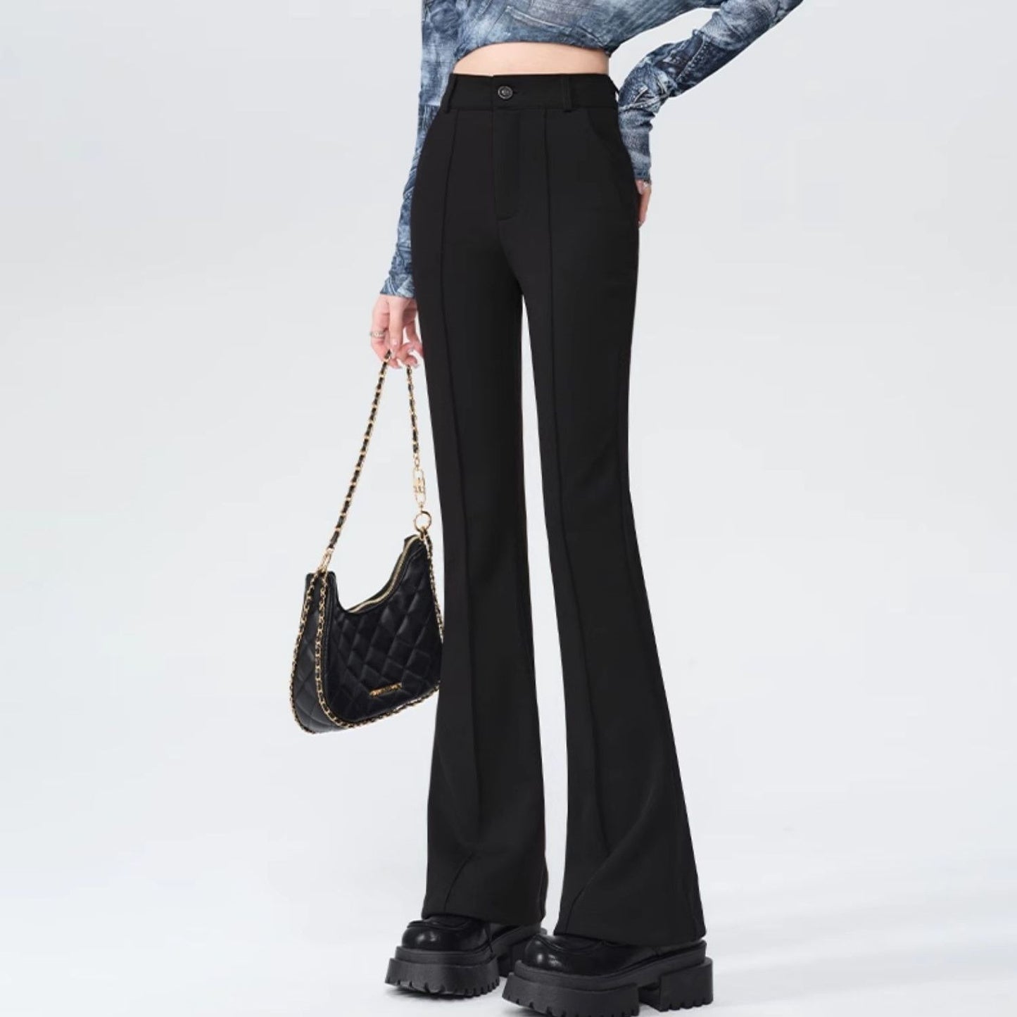 High Waist Anti-Wrinkle Slimming Flared Pants for Effortless Style