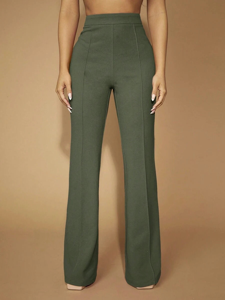 High Waist Casual Business Trousers with Pocket Design