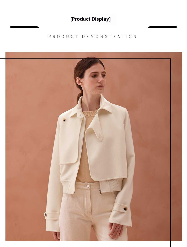 Retro Short Genuine Leather Jacket with Stylish Button Detail