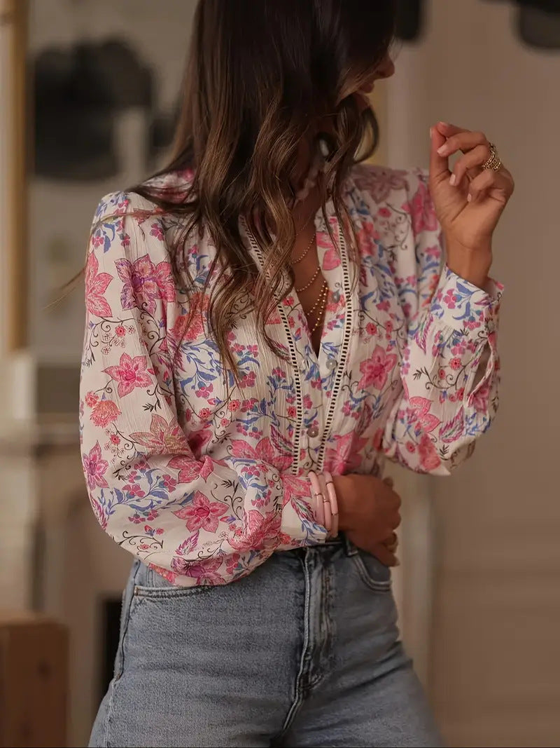 V-neck Single Breasted Shirt with Stylish Basic Design