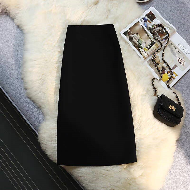 Mid-length Straight Skirt with Draping Effect for Effortless Style