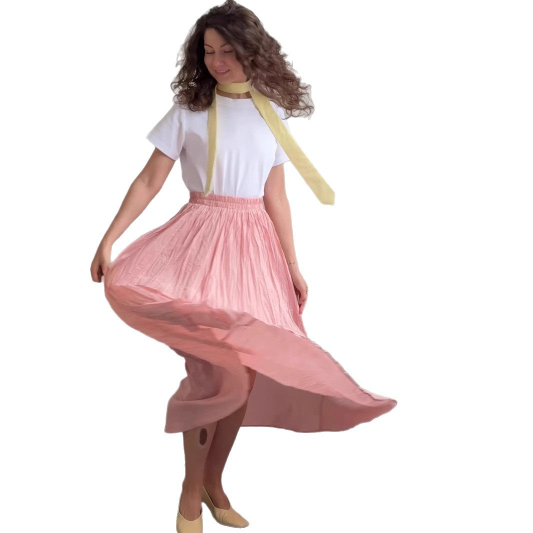 Pleated High Waist Skirt with Elegant Beige Color and Comfortable Fit