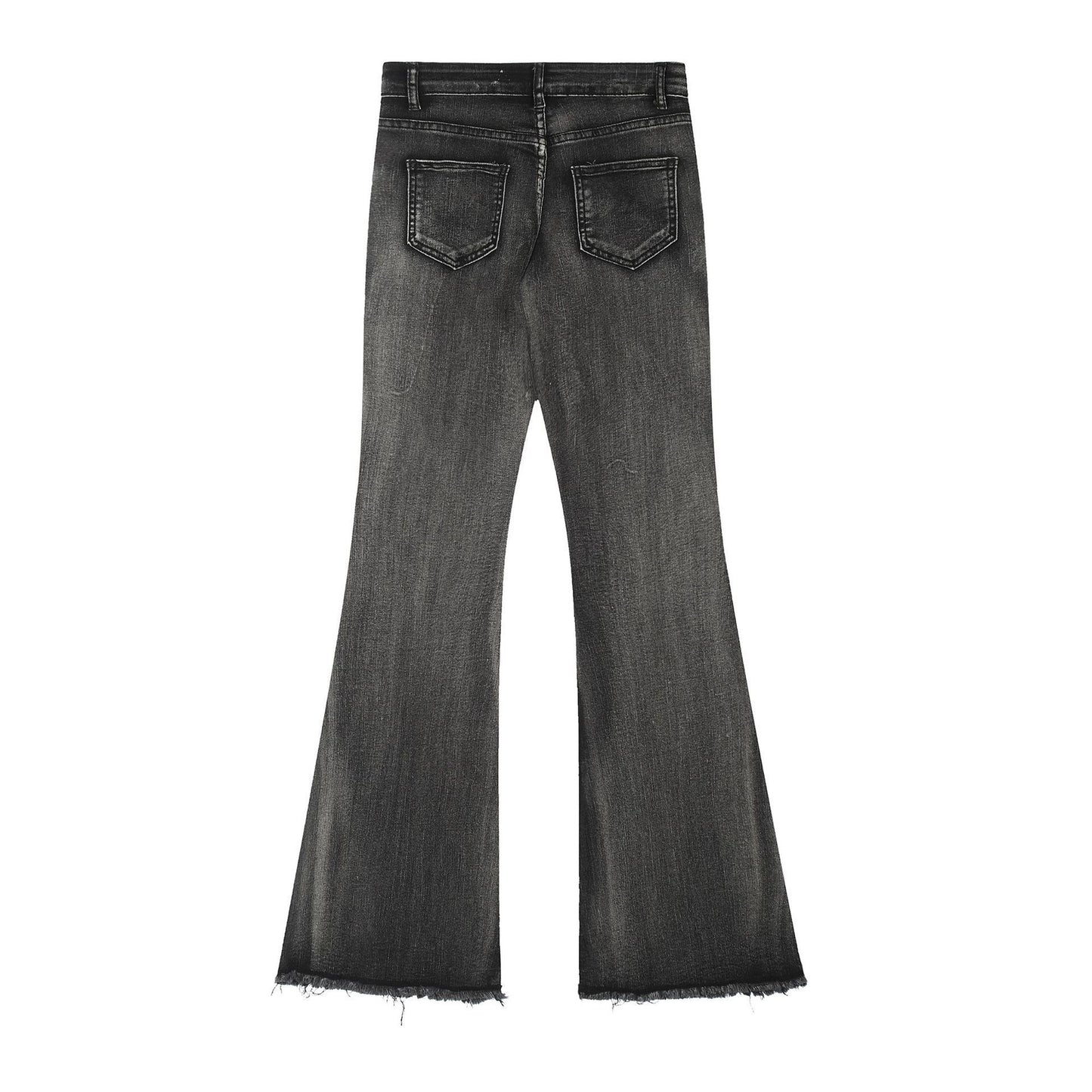 Flared Frayed Jeans with Stretchy Comfort for Effortless Style