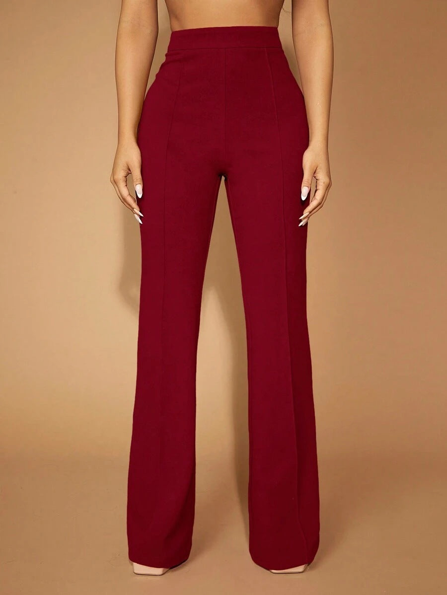 High Waist Casual Business Trousers with Pocket Design