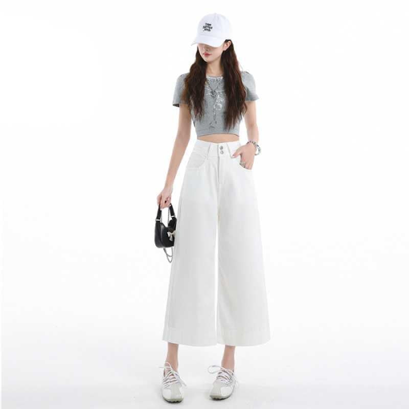 Wide-leg Jeans with Cool Feeling Tencel Lyocell Fabric