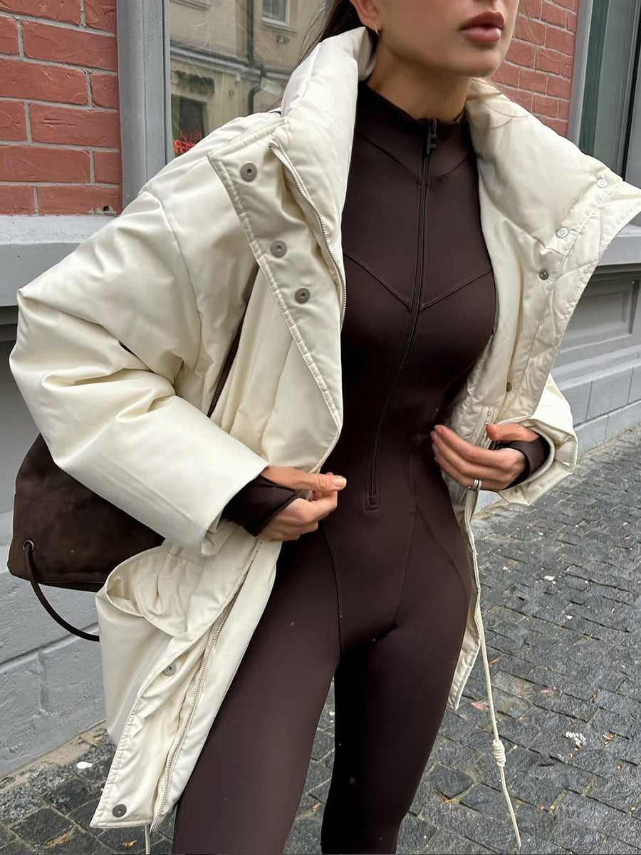 Slim-fit Drawstring Waist Tight Jacket with Casual Quilted Style