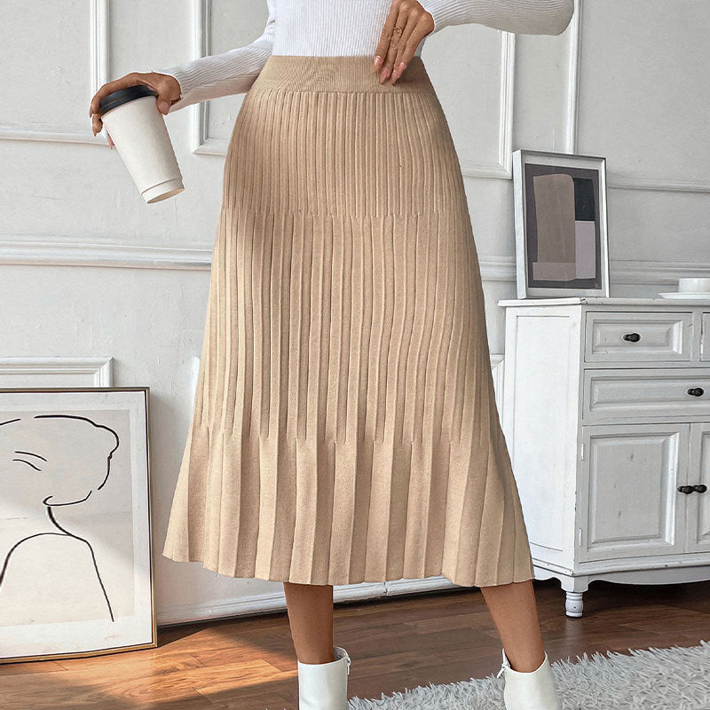 Slim Fit Pleated Skirt with High Elasticity for Effortless Style