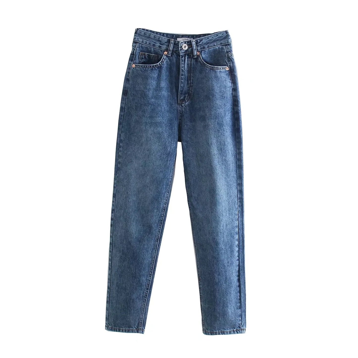 High Waist Loose Casual Denim Trousers with Straight-Leg Style