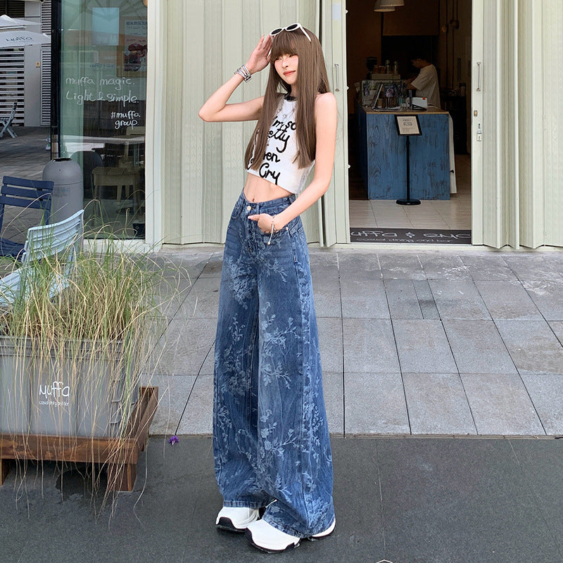 Loose Wide-leg Jeans with Comfortable Denim Fabric for Everyday Wear