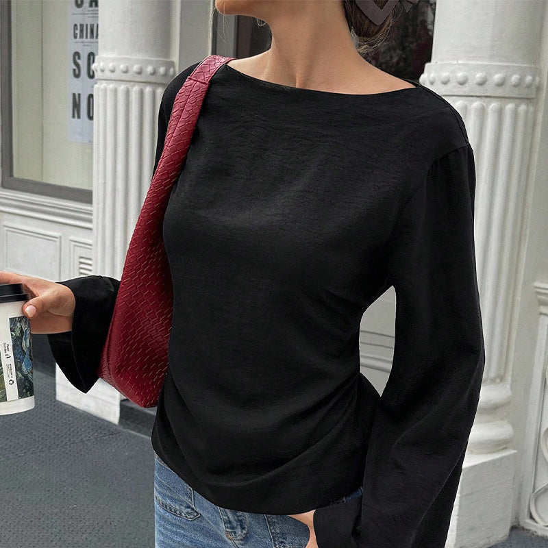 Flared Long Sleeve Pullover with Slim Fit and Stylish Style