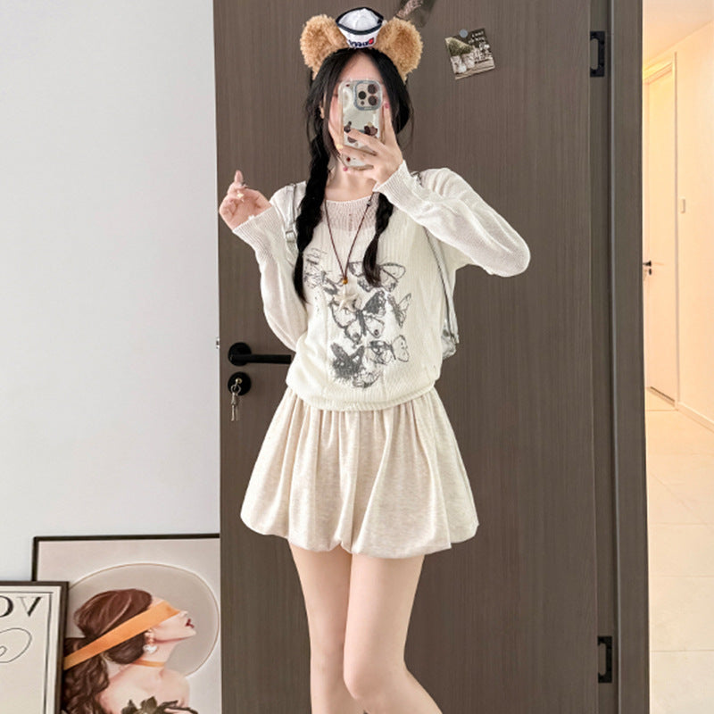 Crimp Slimming Skirt with High Waist and Pockets for Casual Style