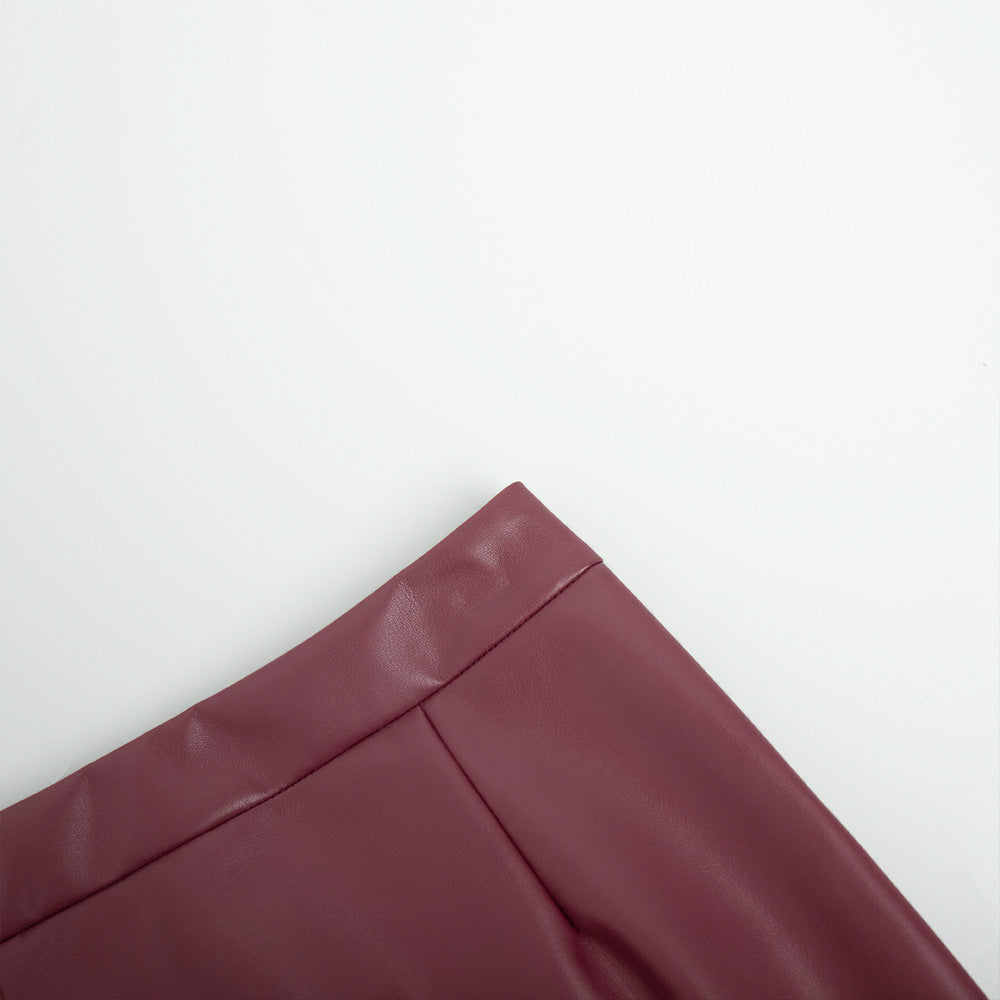 Ankela Red Slit Sheath Skirt with Fashionable Slim Fit Design