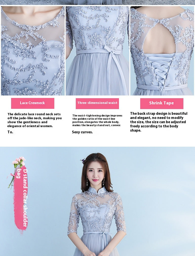 Long Bridesmaid Blue Dress with Adjustable Shoulder Straps