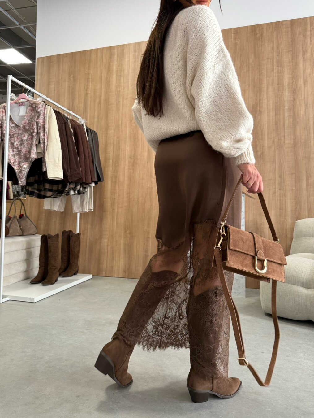 Skirt with Slimming Solid Color Design for Flattering Fit