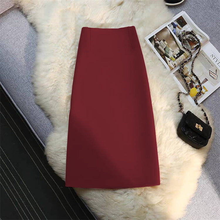 Mid-length Straight Skirt with Draping Effect for Effortless Style