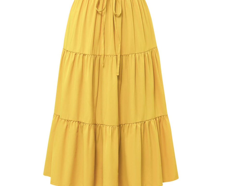 Ruffle Pocket Skirt with Solid Color Stitching for Stylish Outfits