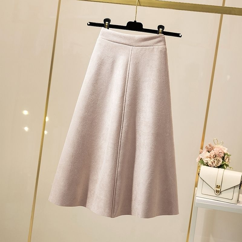 High Waist Slimming A-Line Umbrella Skirt with Pleated Design