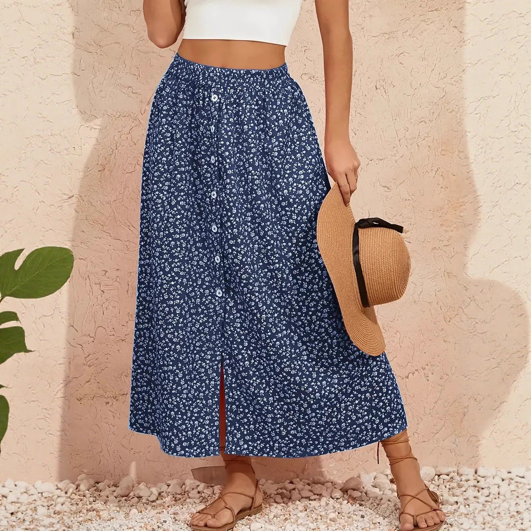 A-Line Skirt with Self-Tie and Embroidery Design for Summer Style
