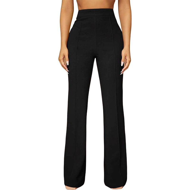 High Waist Casual Business Trousers with Pocket Design
