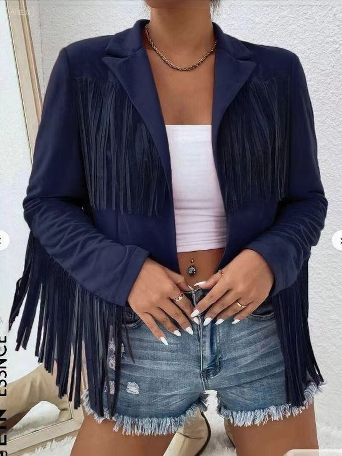 Slim Tassel Long Sleeve Blazer with Versatile Color Options