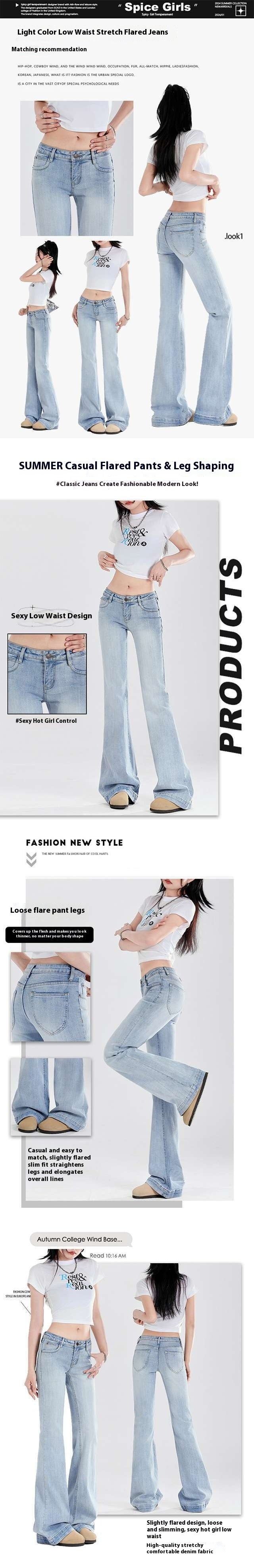 Bell-bottom Pants with Slim Fit and Micro-elastic Cotton Fabric