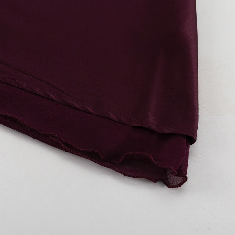 Satin Stitching Mesh Double-layer Sheath Skirt with Elegant Design