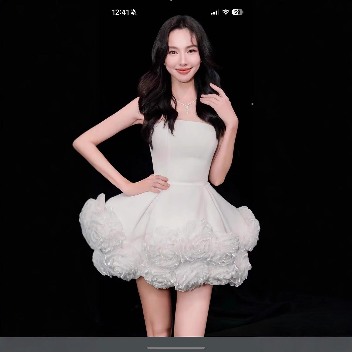 Short Skirt with Three-Dimensional Flower Design for Special Occasions