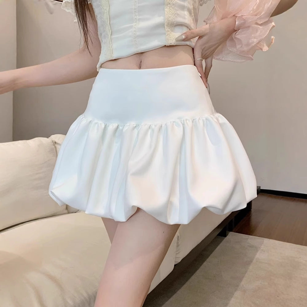 Ballet Style White Bud Skirt with Korean Fashion Charm