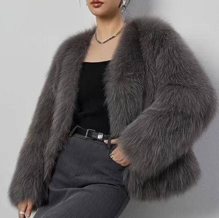 Artificial Fur Coat with Trendy Pocket Design for Stylish Outfits